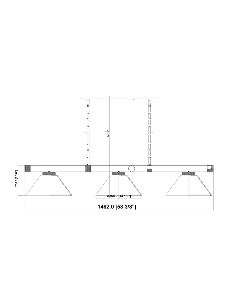 Vanguard - 3 Light Billiard Light (3050-3MB-RB-AWL14)