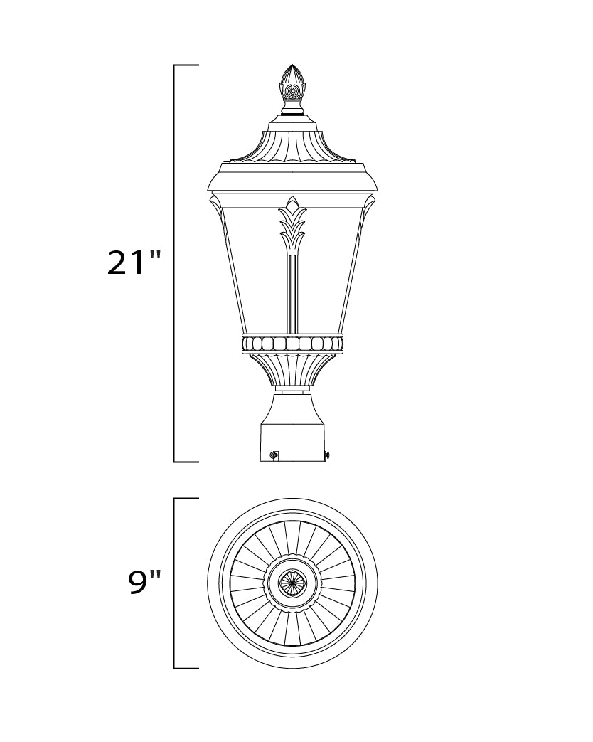 Sentry 1-Light Outdoor Pole/Post Mount dimensions diagram