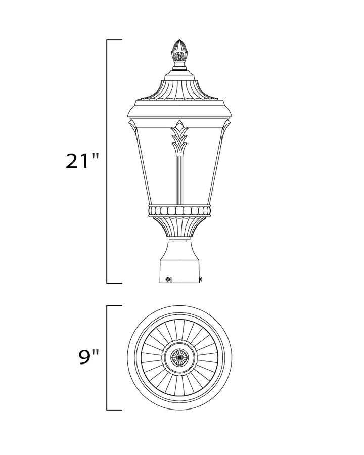 Sentry 1-Light Outdoor Pole/Post Mount dimensions diagram