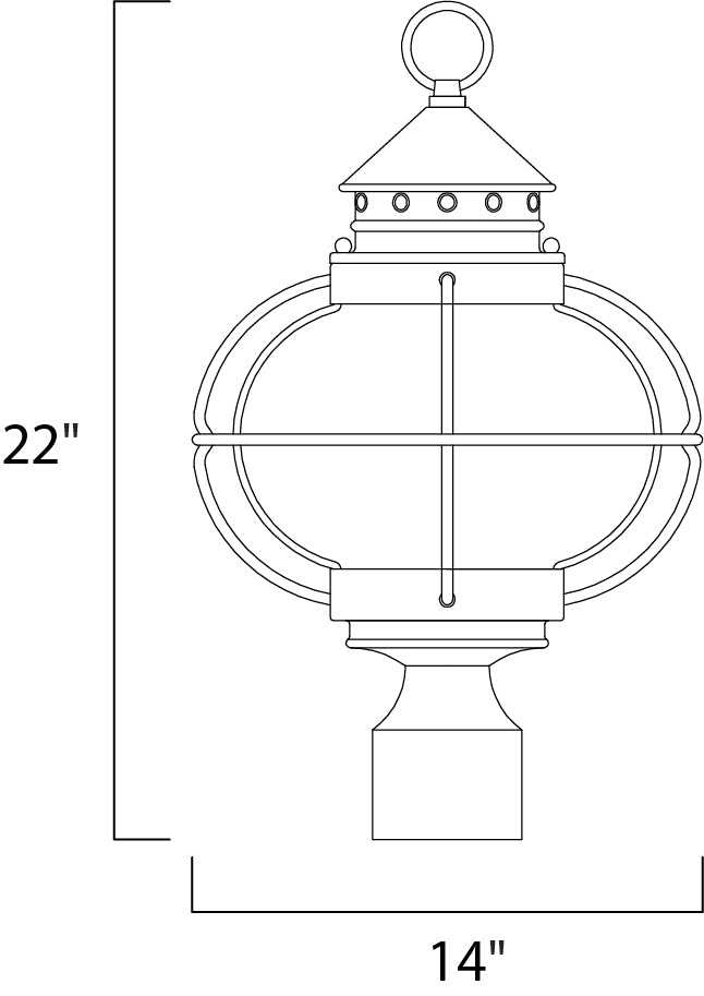 Portsmouth 3-Light Outdoor Pole/Post Lantern dimensions diagram
