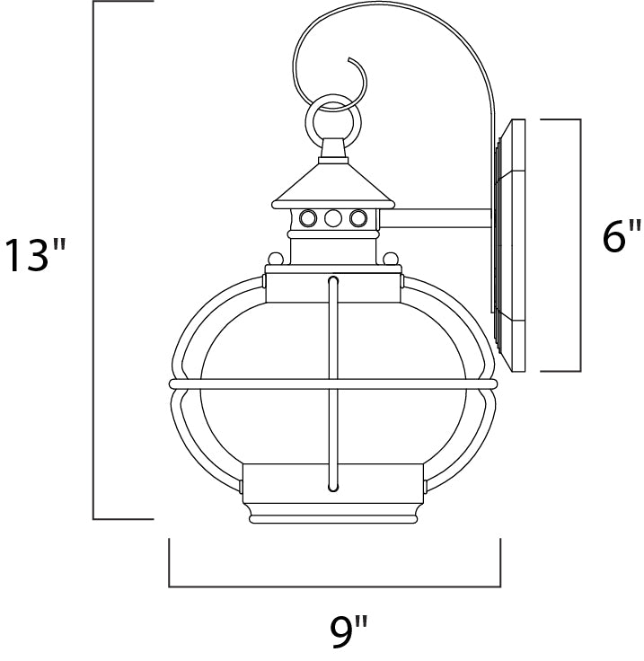 Portsmouth 1-Light Outdoor Wall Lantern dimensions diagram