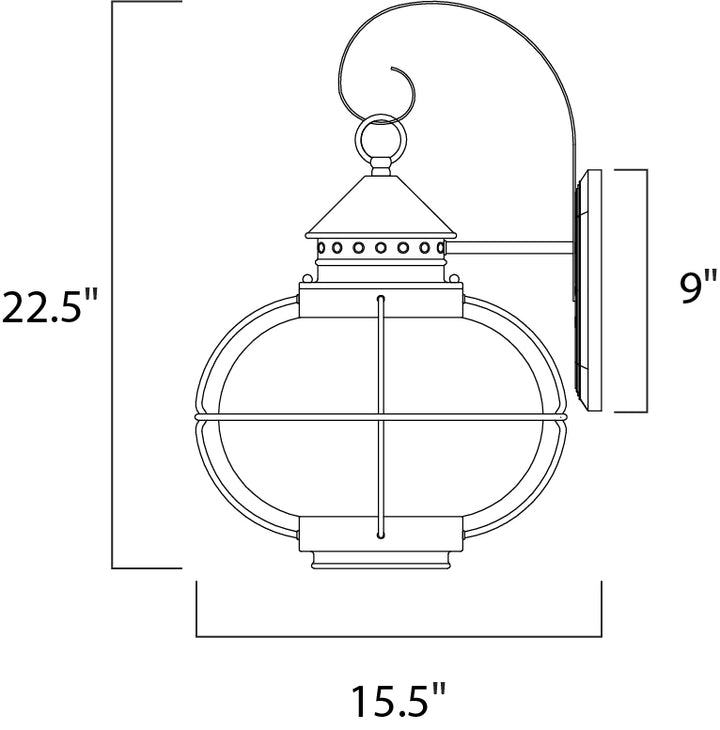Portsmouth 1-Light Outdoor Wall Lantern dimensions diagram