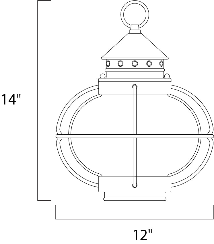 Portsmouth 1-Light Outdoor Hanging Lantern dimensions diagram