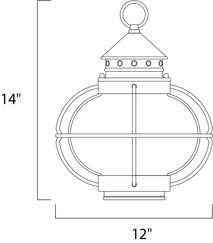 Portsmouth 1-Light Outdoor Hanging Lantern dimensions diagram