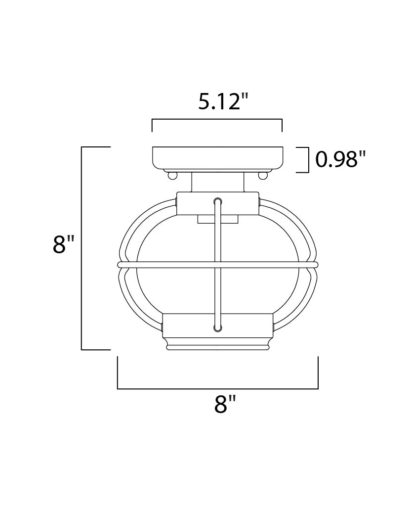 Portsmouth 1-Light Outdoor Ceiling Mount dimensions diagram
