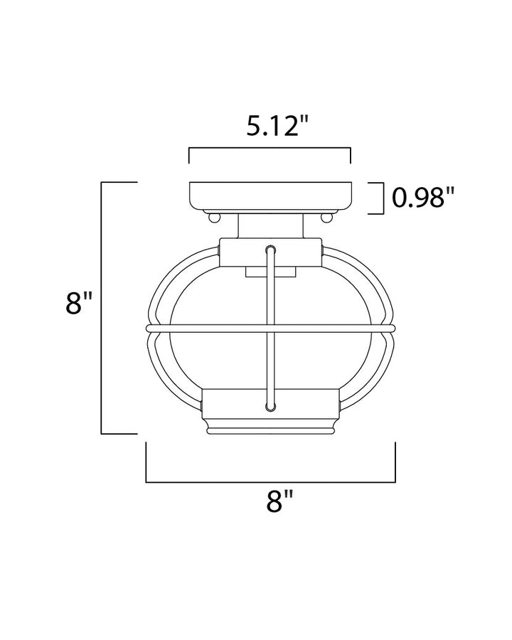 Portsmouth 1-Light Outdoor Ceiling Mount dimensions diagram