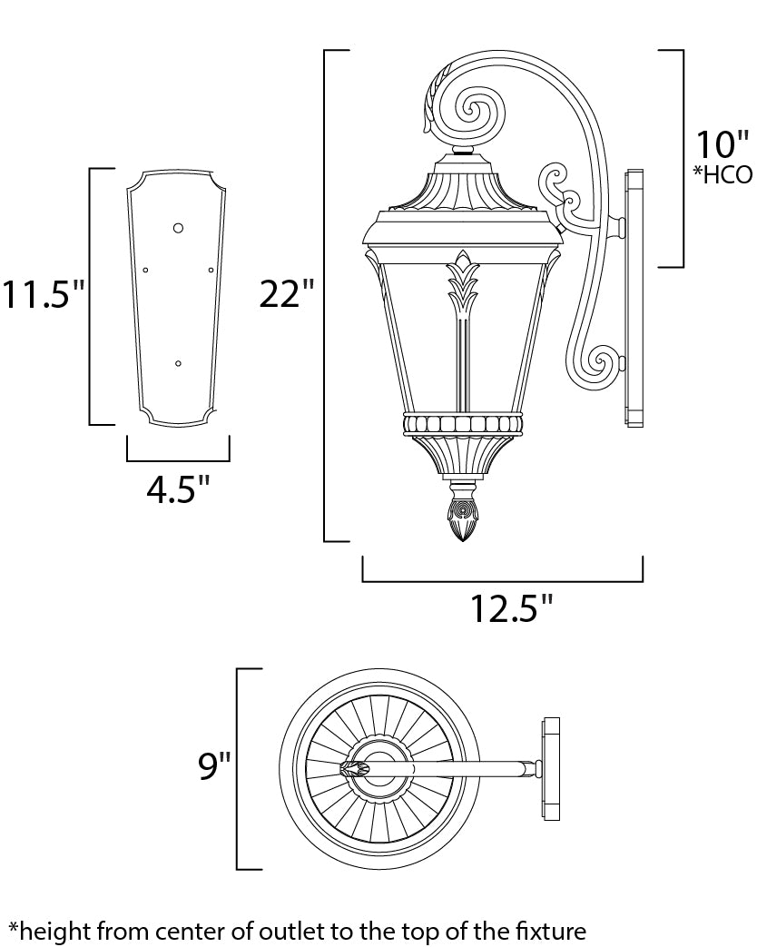Sentry Outdoor Wall Sconce dimensions diagram