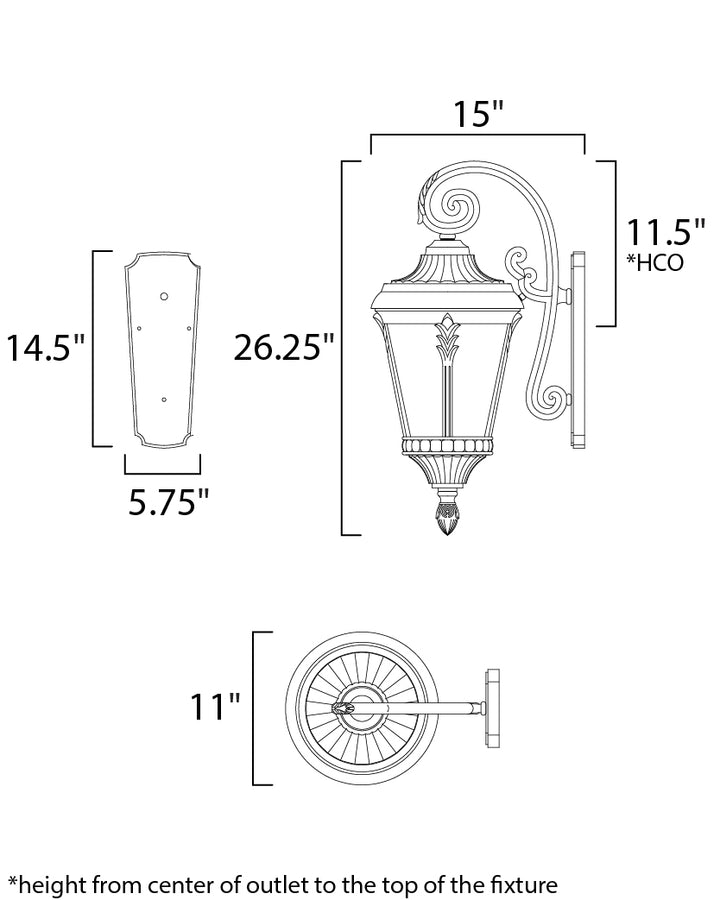 Sentry Outdoor Wall Sconce dimensions diagram