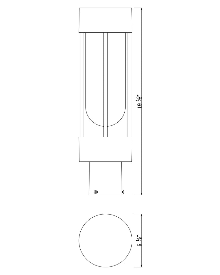 Millennial Outdoor Post/Pier Mount dimensions diagram