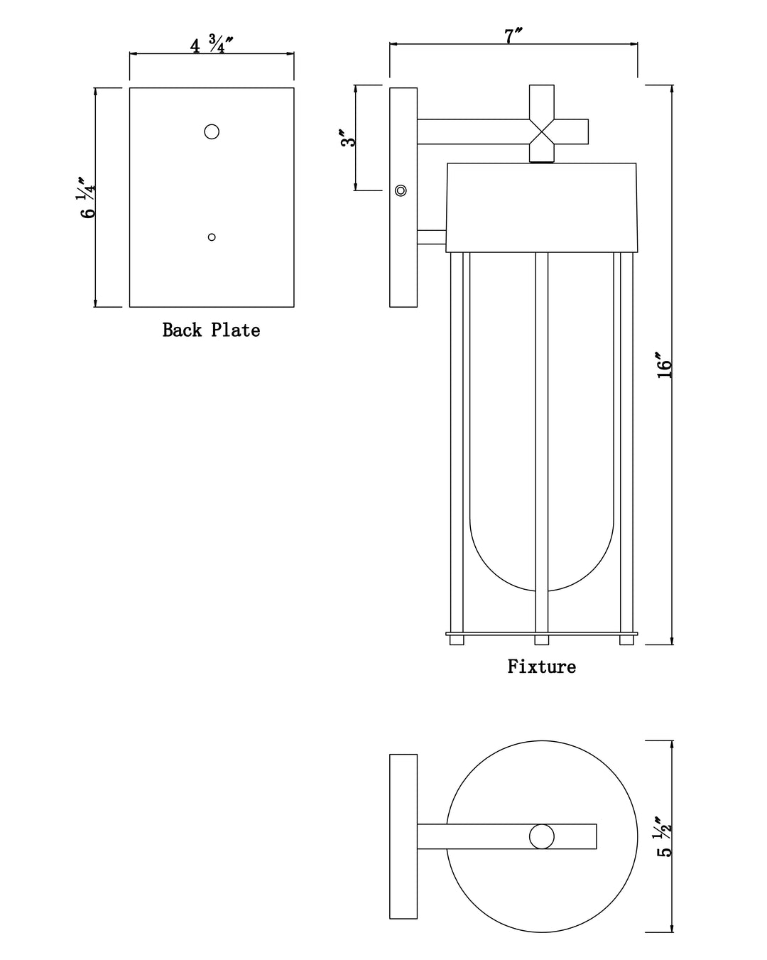 Millennial Outdoor Wall Sconce dimensions diagram