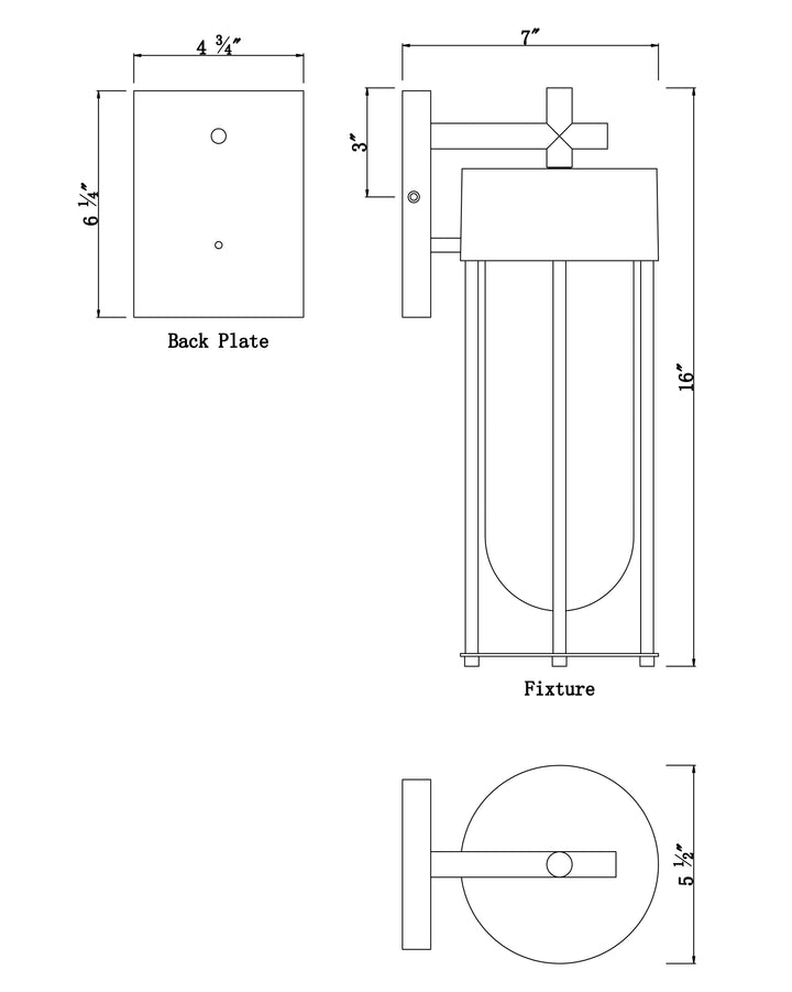 Millennial Outdoor Wall Sconce dimensions diagram
