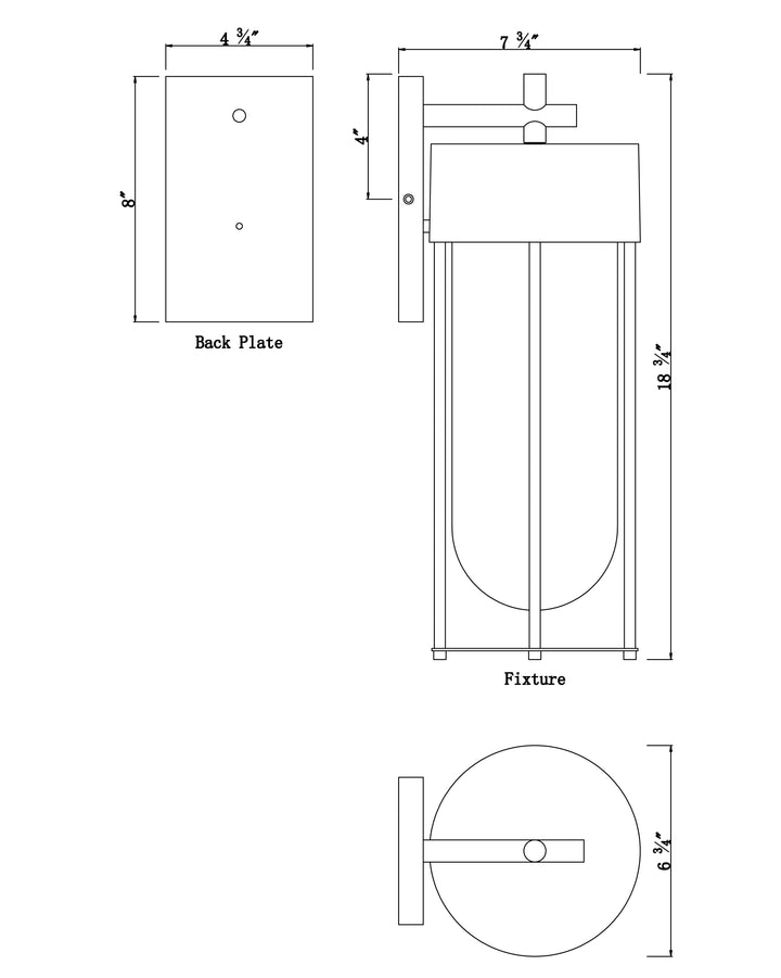 Millennial Large Outdoor Wall Sconce dimensions diagram