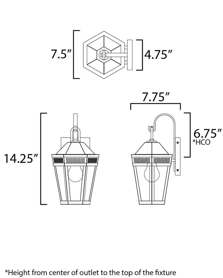 Oxford Outdoor Wall Sconce dimensions diagram