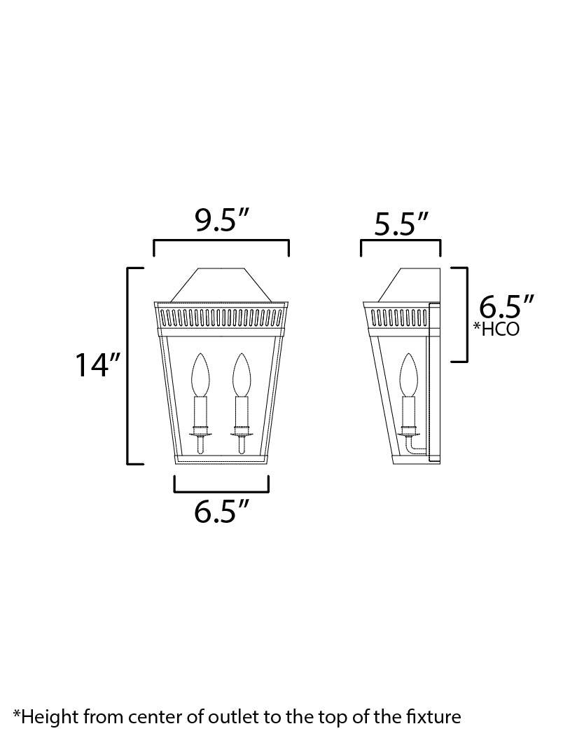 Oxford Outdoor Wall Sconce dimensions diagram