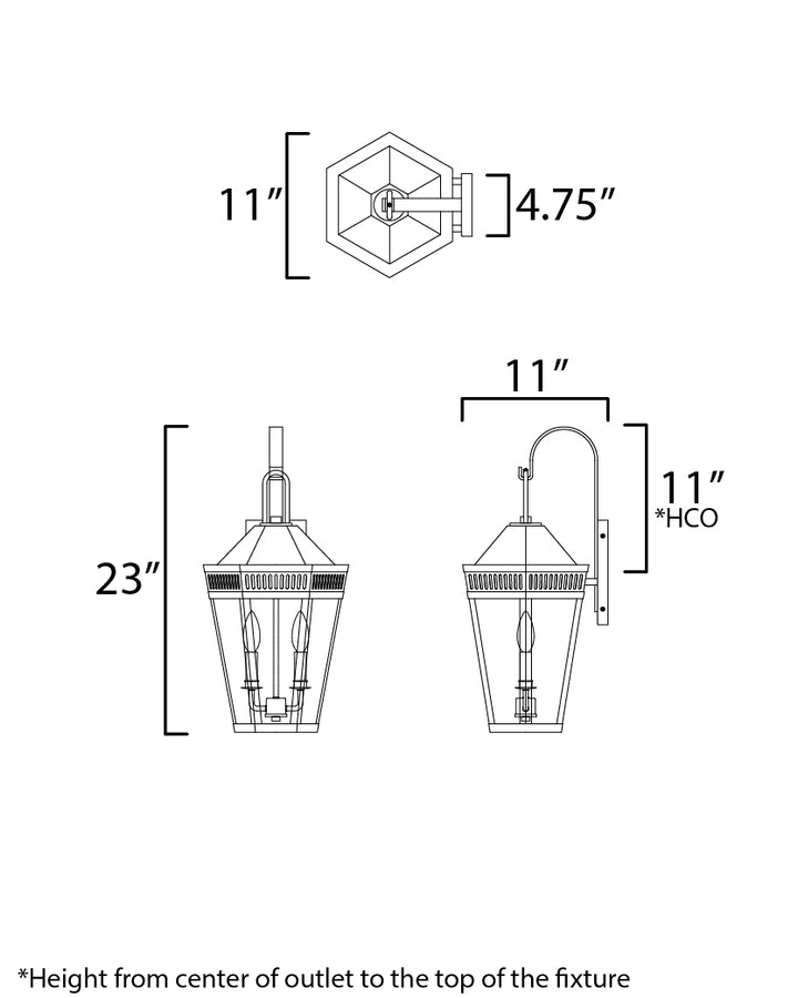 Oxford Outdoor Wall Sconce dimensions diagram