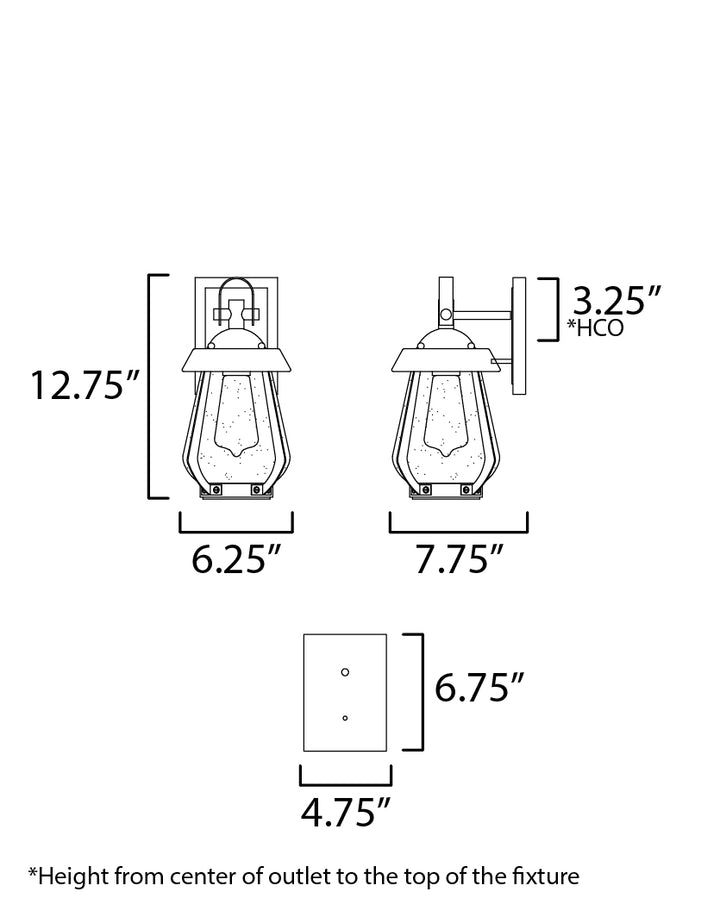 Mariner Small Outdoor Sconce dimensions diagram