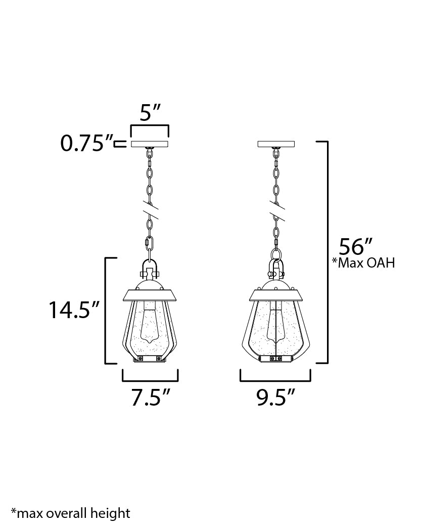 Mariner Medium Outdoor Pendant dimensions diagram