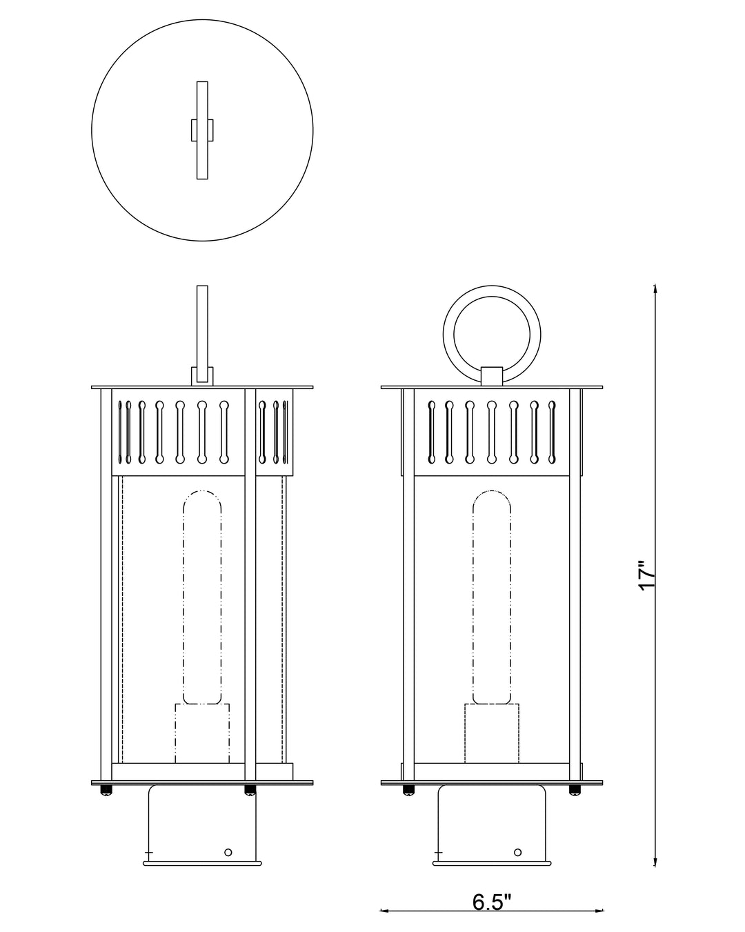 Windsor 1-Light Outdoor Post dimensions diagram