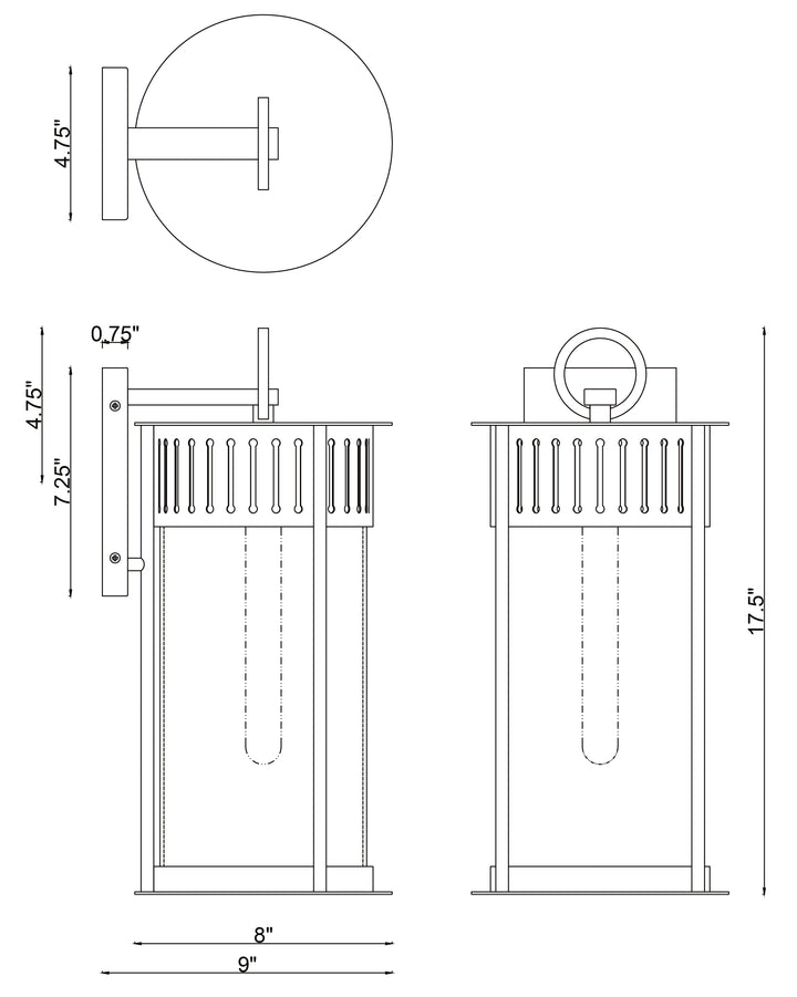 Windsor 1-Light Large Outdoor Wall Sconce dimensions diagram