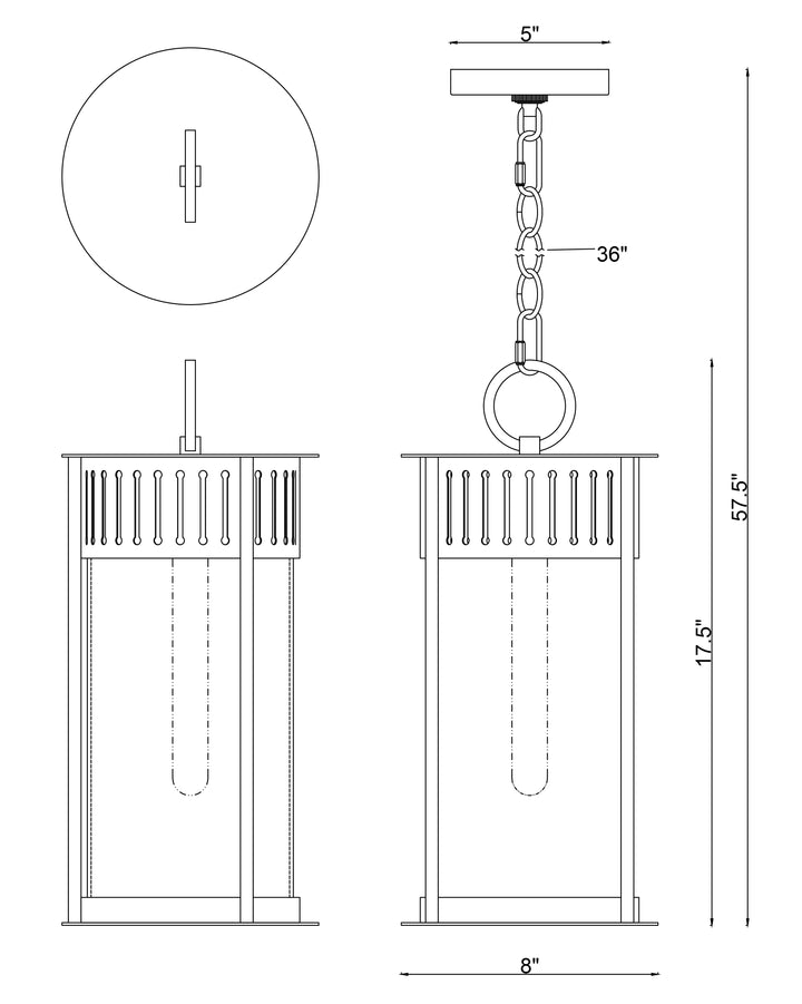 Windsor 1-Light Outdoor Pendant dimensions diagram