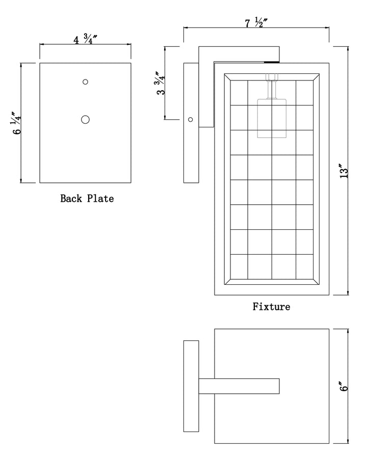 Magnus Outdoor Wall Sconce dimensions diagram