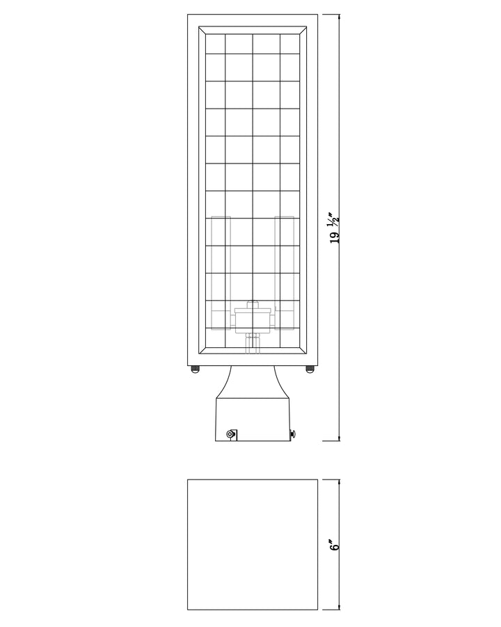 Magnus Outdoor Post Lantern dimensions diagram