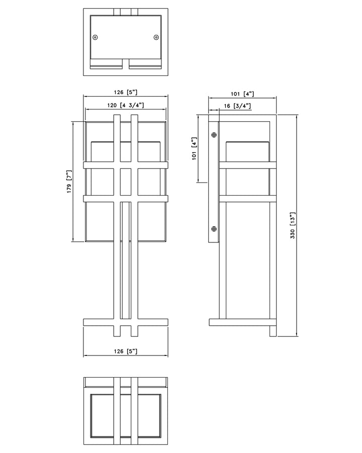 Prairie LED Outdoor Wall Sconce dimensions diagram