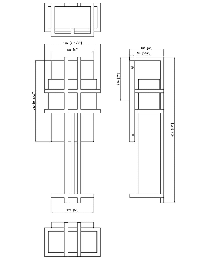 Prairie LED Outdoor Wall Sconce dimensions diagram