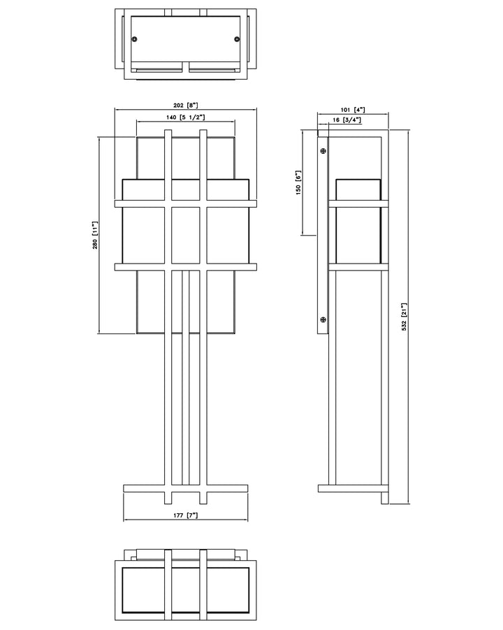 Prairie LED Outdoor Wall Sconce dimensions diagram