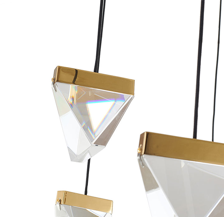 Gold Metal Framed Web Chandelier with Hanging Clear Crystal Pendants &amp; Black