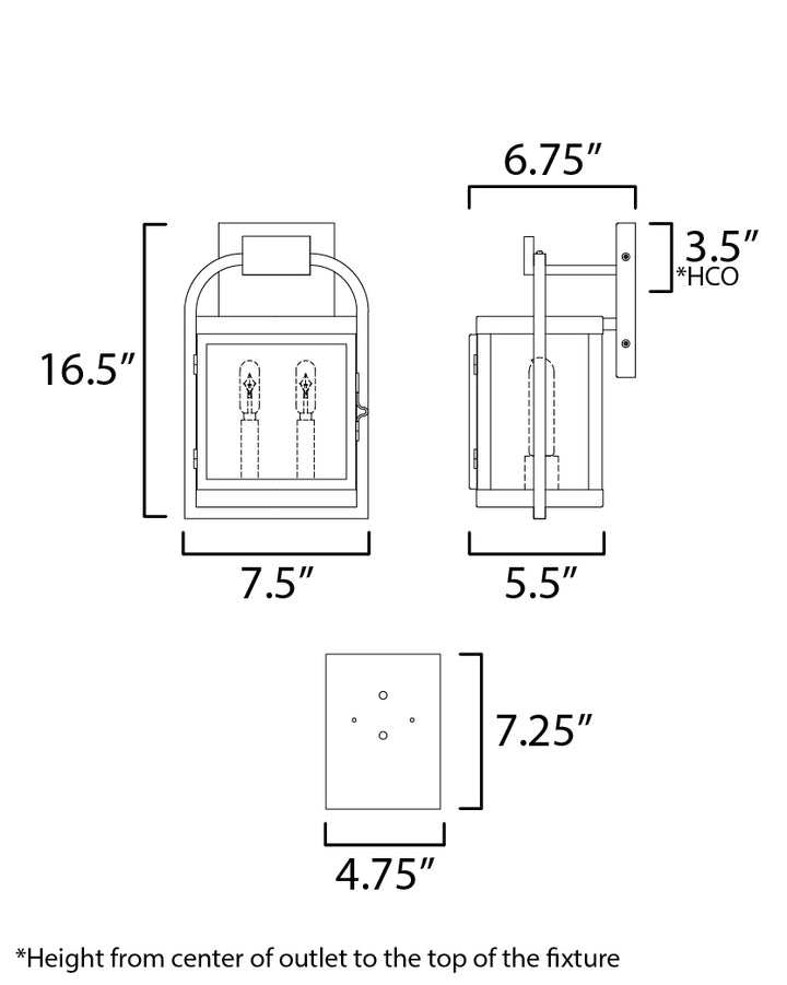 Bonham Outdoor Wall Sconce dimensions diagram