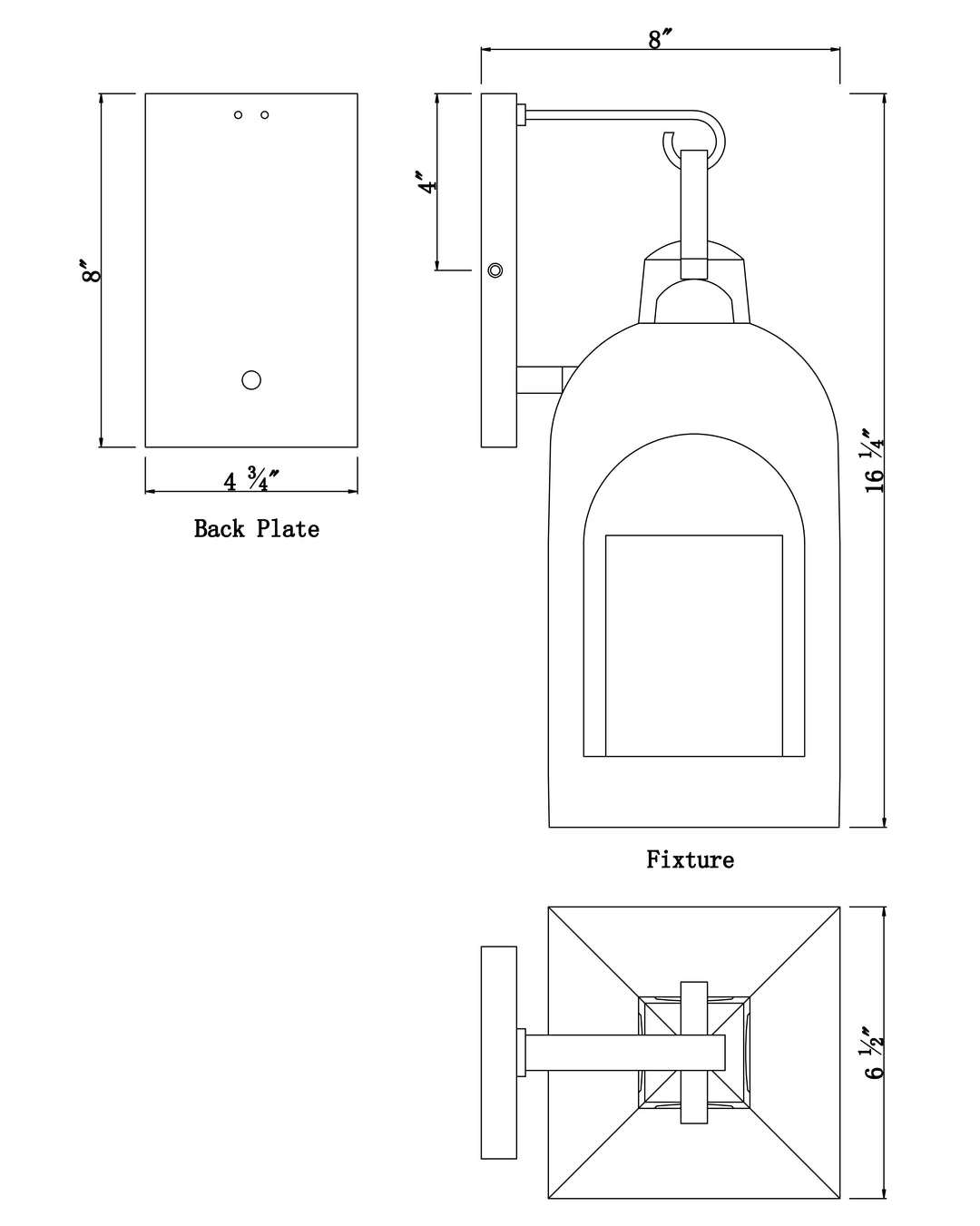 Marrakech 1-Light Wall Sconce Small dimensions diagram