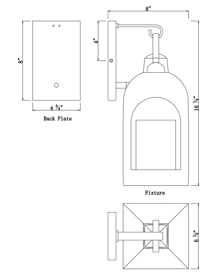 Marrakech 1-Light Wall Sconce Small dimensions diagram