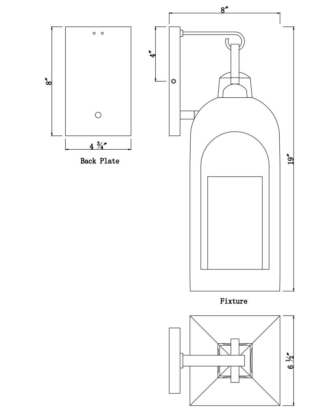 Marrakech 1-Light Wall Sconce Medium dimensions diagram