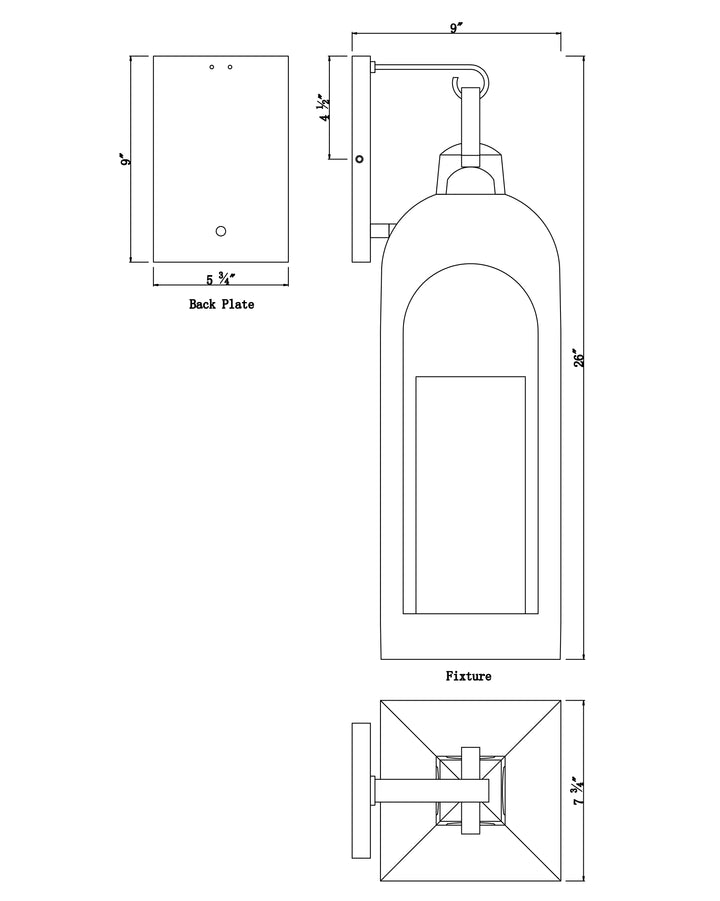 Marrakech 1-Light Wall Sconce Large dimensions diagram