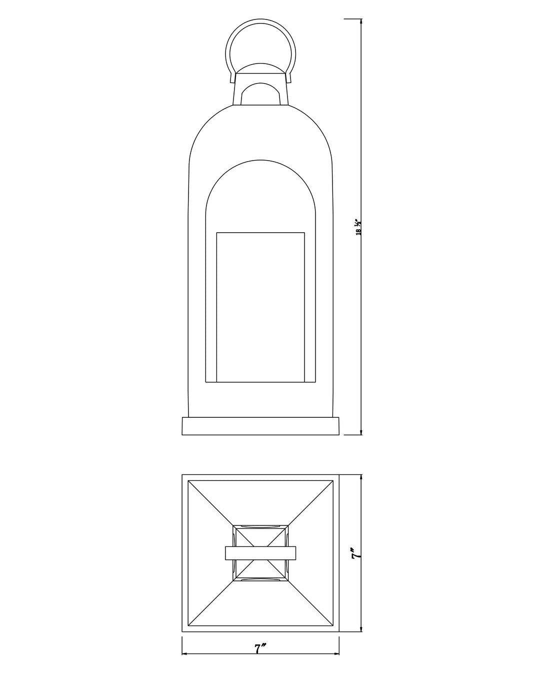 Marrakech 1-Light Large Deck Lantern dimensions diagram