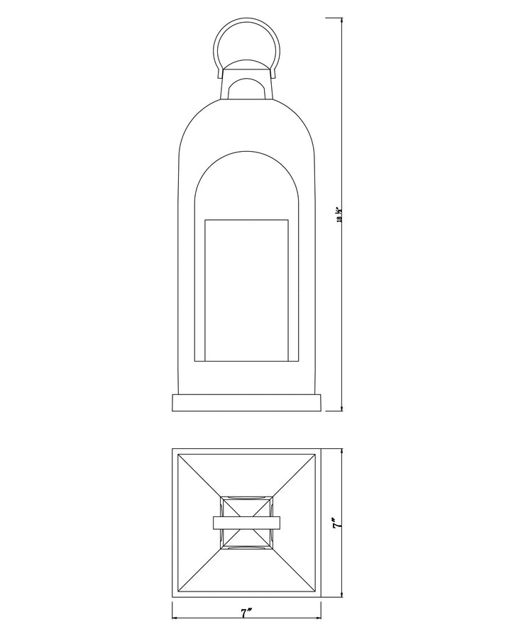 Marrakech 1-Light Large Deck Lantern dimensions diagram