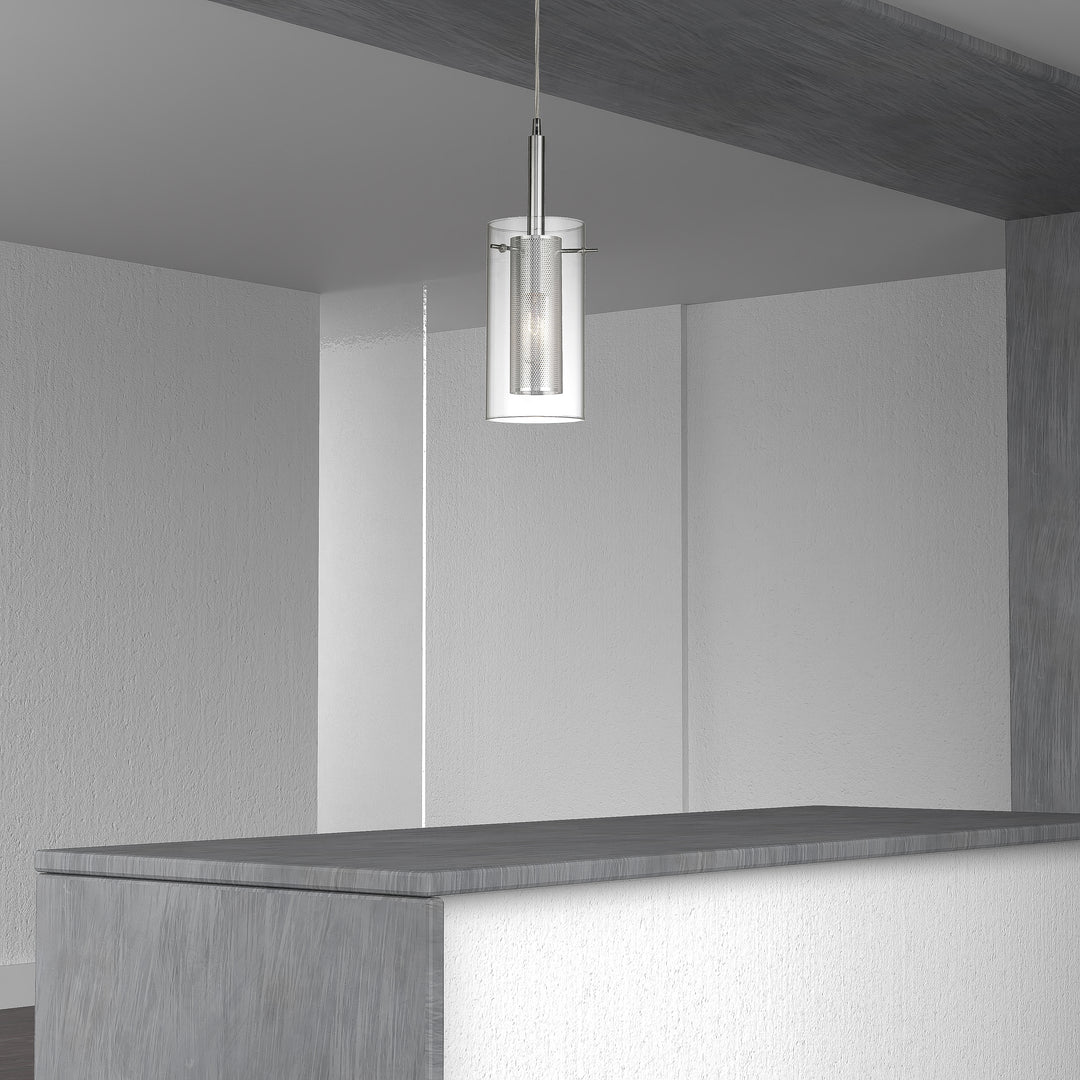 Percy 1 Light Metal and Glass Pendant by Dainolite - view 2