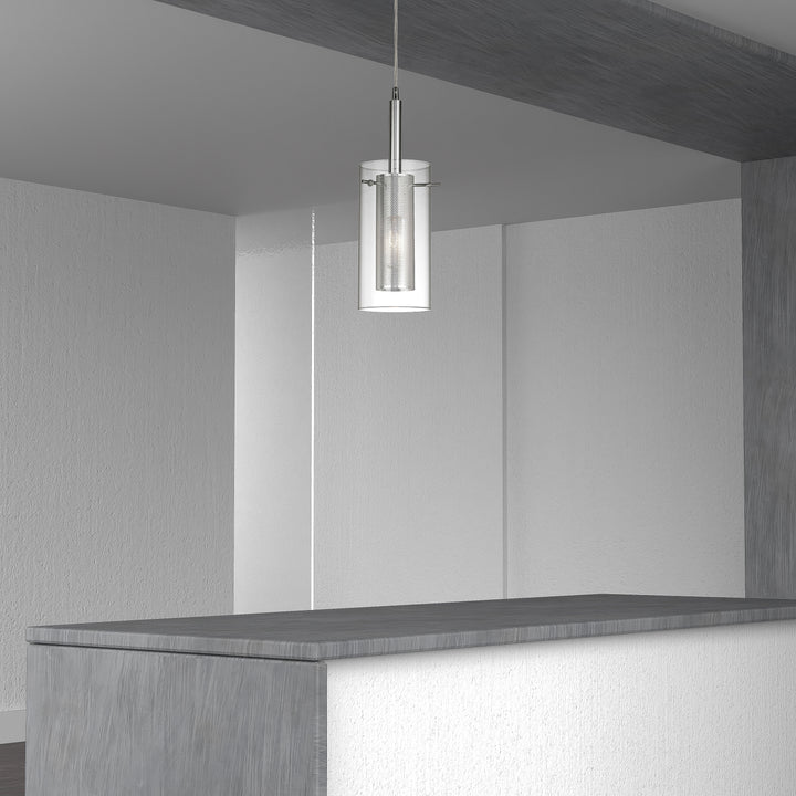 Percy 1 Light Metal and Glass Pendant by Dainolite - view 2