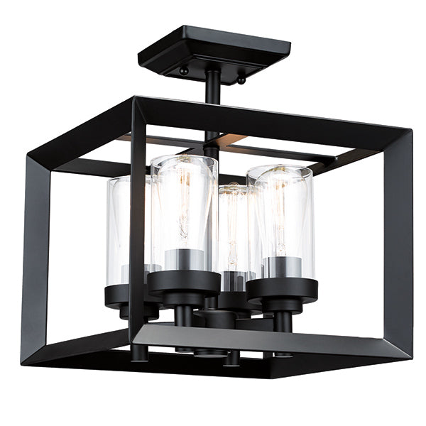 Heartland 4-Light Semi-Flush Mount in Black with Clear Glass by Russell