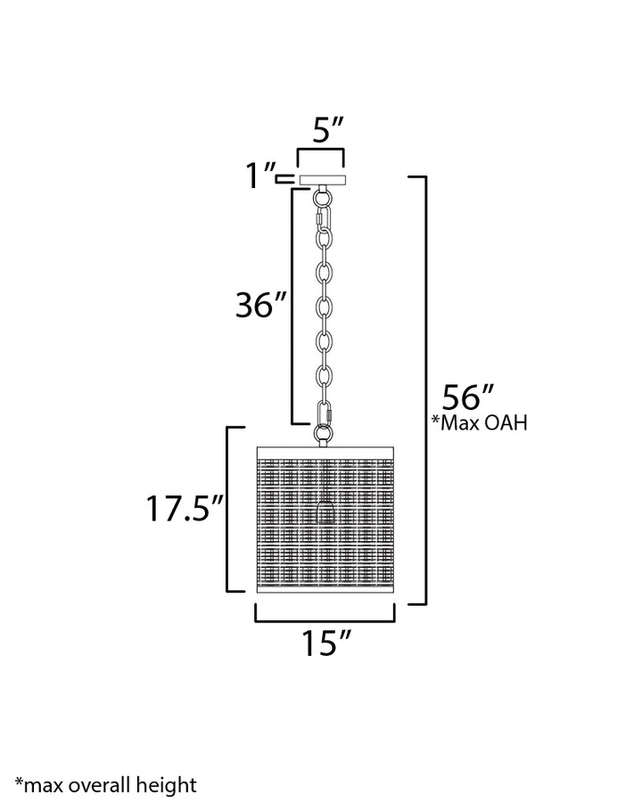 Hatcher 15" Single Pendant dimensions diagram