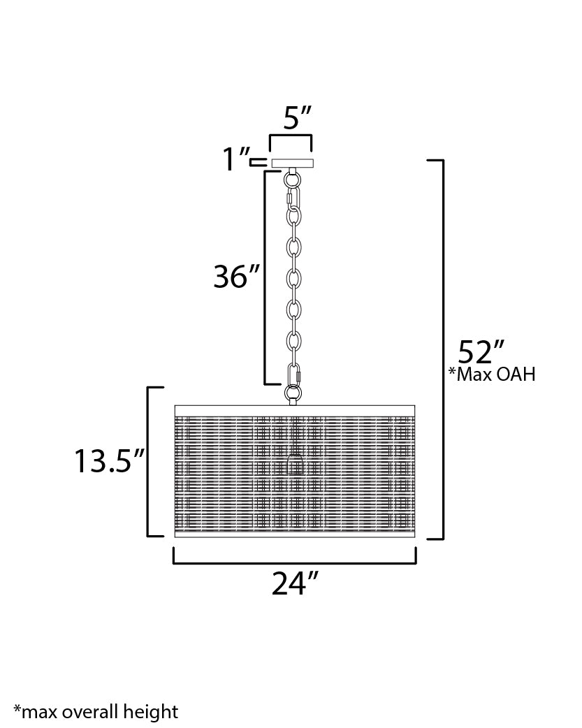 Hatcher 24" 4-Light Pendant dimensions diagram