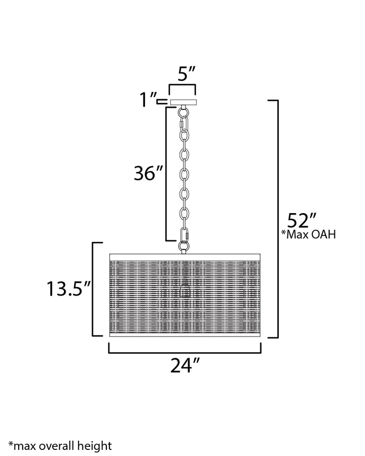 Hatcher 24" 4-Light Pendant dimensions diagram