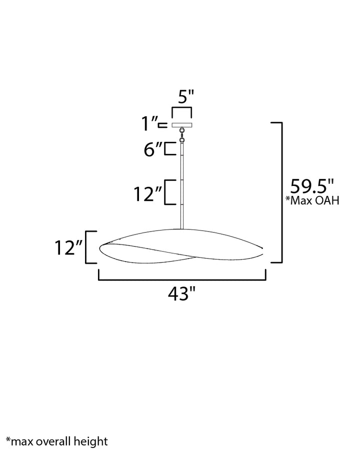 Denarii 42"x12" Iron Linear dimensions diagram
