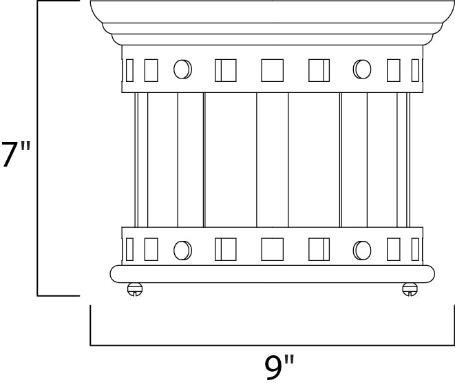 Santa Barbara Cast 1-Light Outdoor Ceiling Mount dimensions diagram
