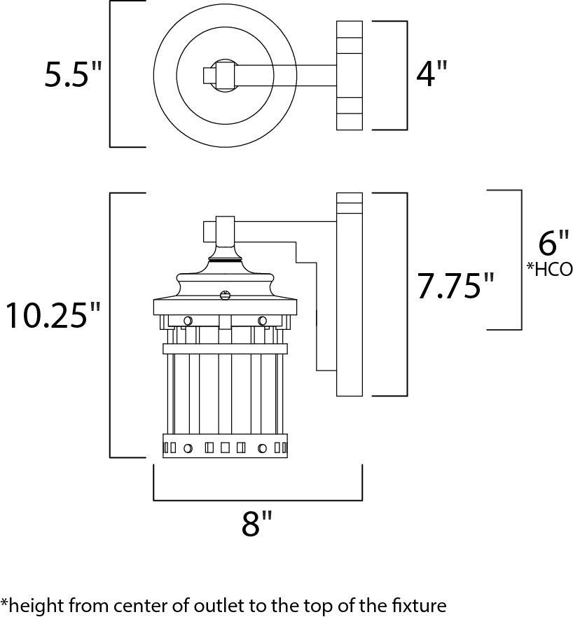 Santa Barbara Cast Outdoor Wall Lantern dimensions diagram