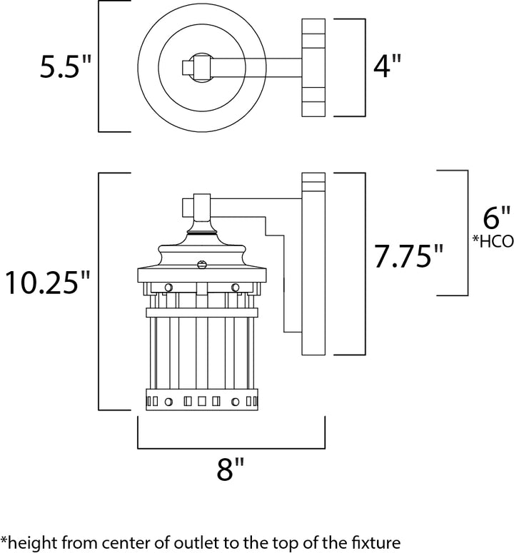 Santa Barbara Cast Outdoor Wall Lantern dimensions diagram