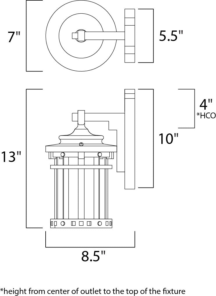 Santa Barbara Cast Outdoor Wall Lantern dimensions diagram