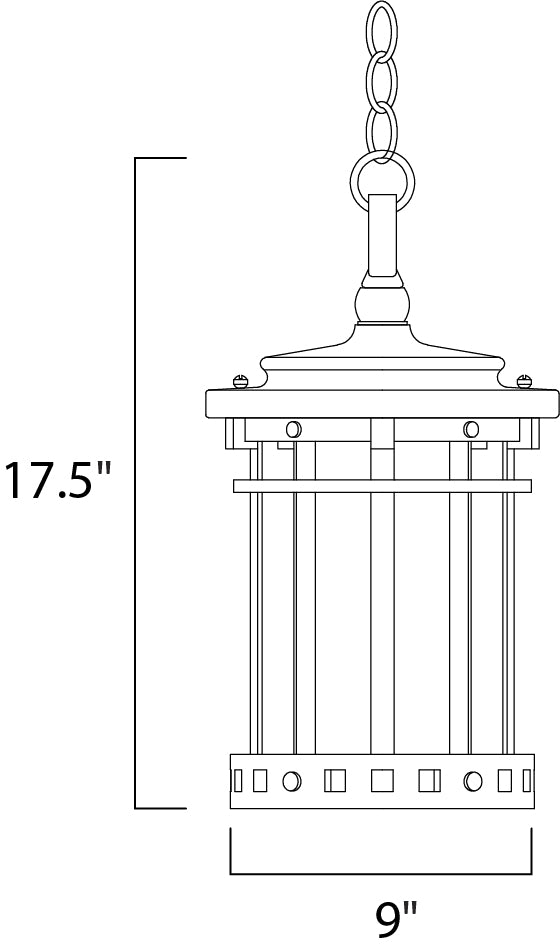 Santa Barbara Cast 3-Light Outdoor Hanging Lantern dimensions diagram