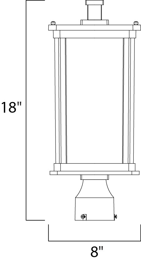 Bungalow 1-Light Outdoor Pole/Post Lantern dimensions diagram